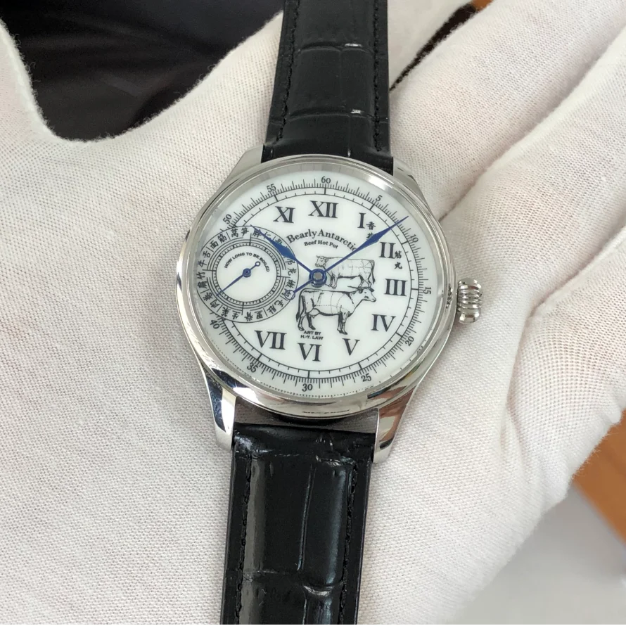

41mm GEERVO No Logo Conch Dial Blue Hands ST3600 Watch Mechanical Wind Movement Pilot Men's Watches GR0613-26