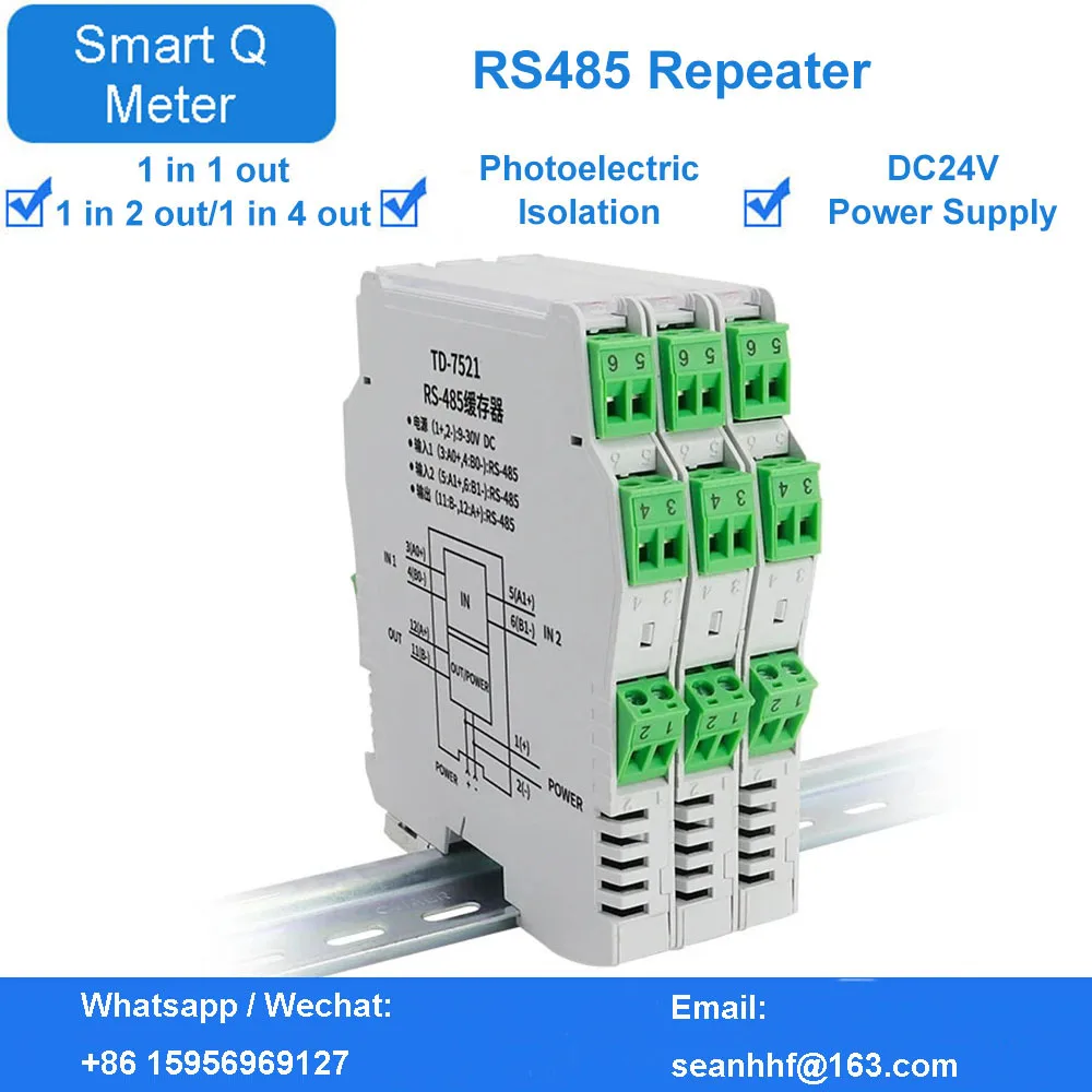 RS485 repeater industrial grade photoelectric isolation chip extend communication distance 485 signal amplifier 1 in 4 out