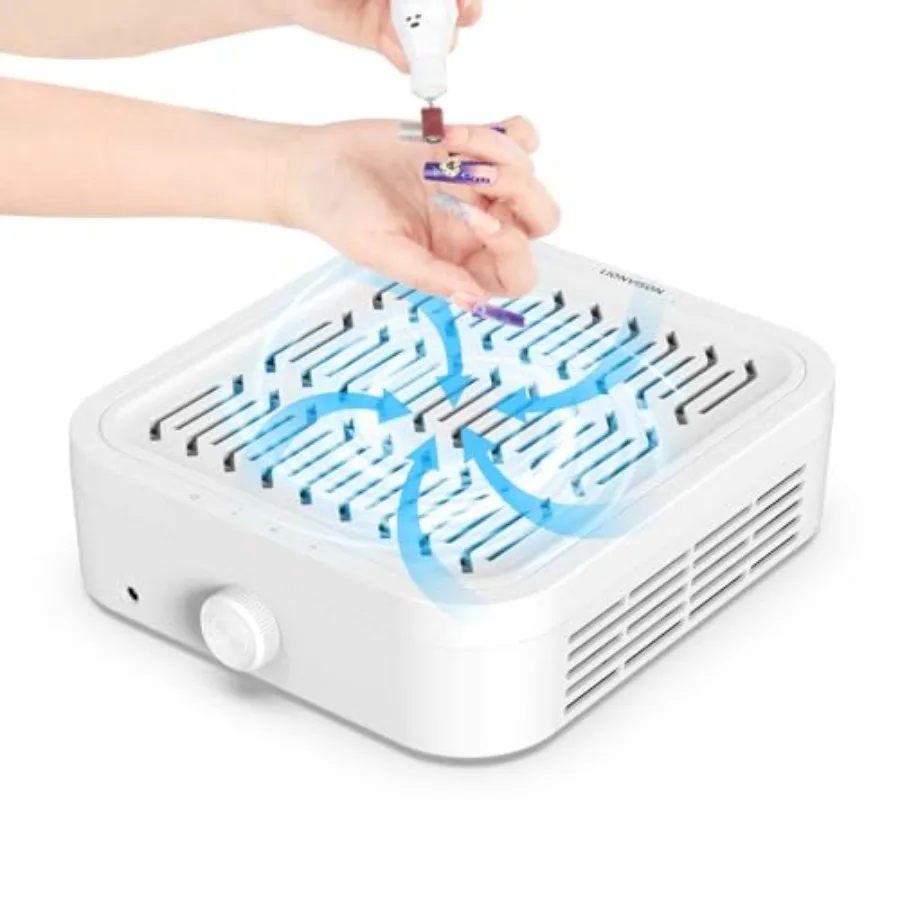 

Пылесборник для маникюра (для акрила): Профессиональный портативный пылесос 120 Вт с многоразовым HEPA-фильтром, черный, для домашнего и салонного использования - 3 Sp