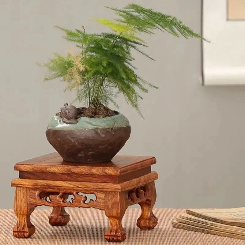 Standing Flower Wooden Base Bonsai Plant Shelf Flower Pot Sorting Table Log Lathe Flowerpot Plant Scaffold Tea Set Vase Pedestal