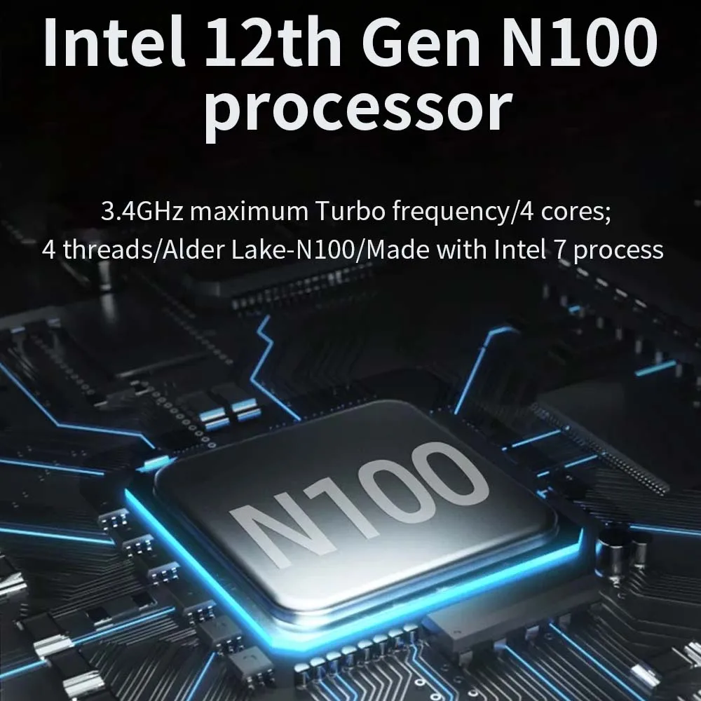 TISHRIC Mini PC 8/16GB DDR4 256/512GB Intel 12a generazione Alder Lake N100 Windows 10 11 Mini PC 4K Supporto per computer desktop Scheda TF