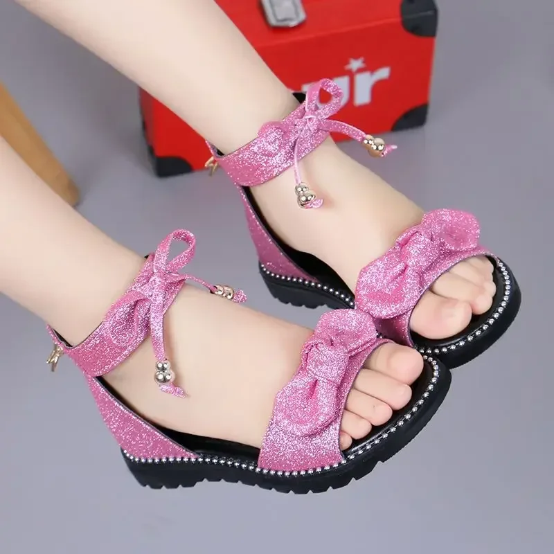 Fashion Princess Summer Cute Girl Sandals Temperament Baby Flower Lace Bow Sandal Girl Shoes Children's Shoes Children Girls