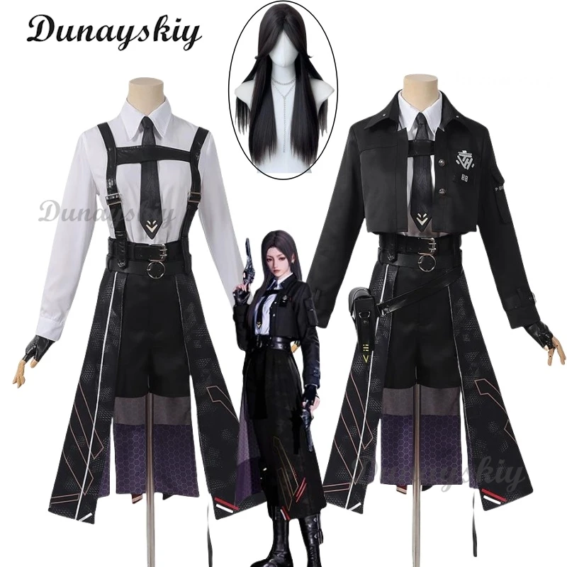 

Heroines Black Costume Cosplay Love And Deepspace Nightbreaker Shadow Dress Wig Battle Outfit Black Uniform Halloween Party