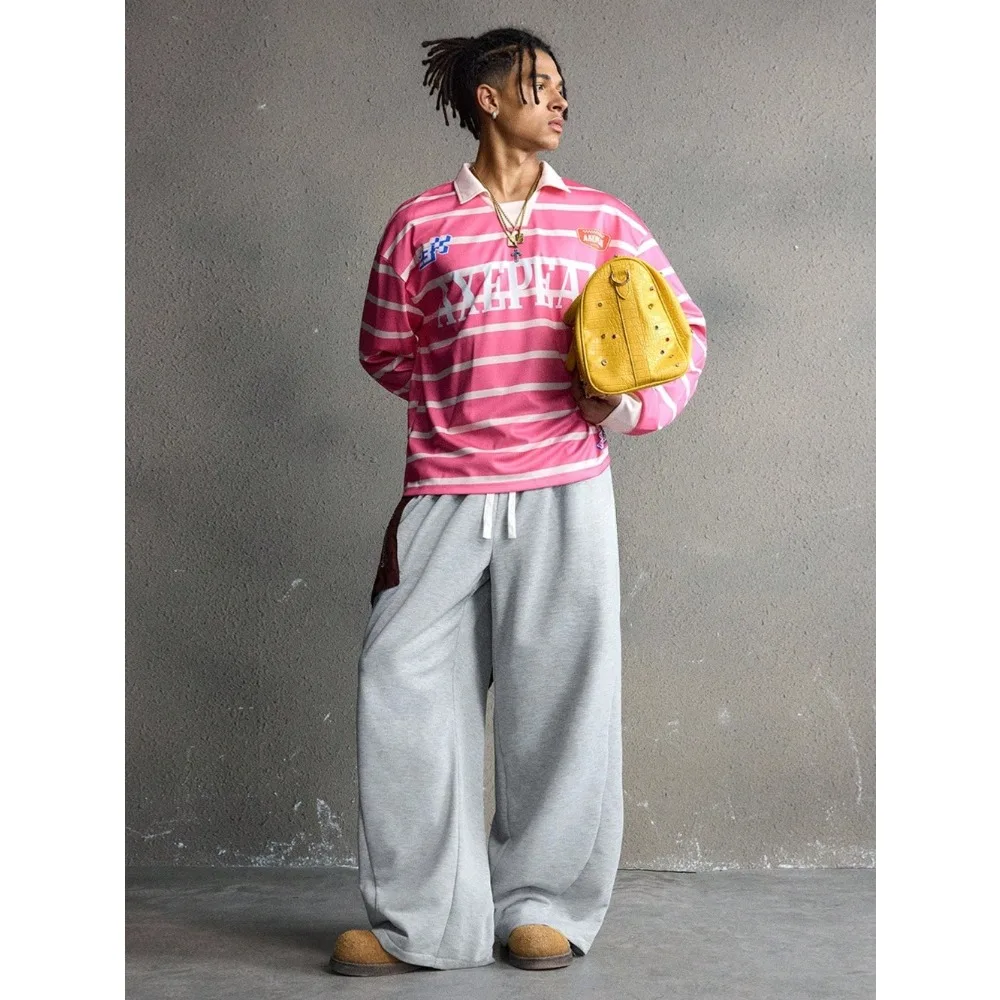 Męskie spodnie dresowe na co dzień, do dojazdów do pracy, proste, jednokolorowe, ze sznurkiem w pasie, z kieszeniami skośnymi, luźne, z szerokimi nogawkami, z czystej bawełny, casualowe.