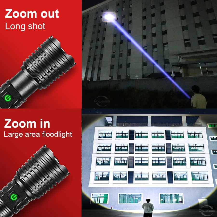 Torch Tactical 990000000LM Led Rechargeable Powerful Flashlight Large Flashlight 10000mAh Super Bright Outdoor Laser Searchlight