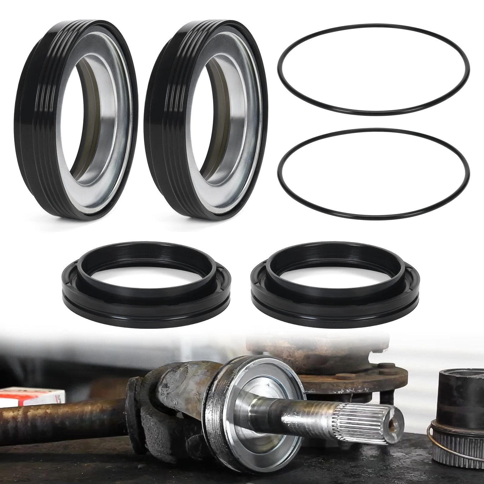 

Front Axle Vacuum Knuckle & Tube Seal Kit for 98-04 Ford F250 F350 F450 F550 Super Duty, Dana 50/60,Replaces 50491 50381 41784-2