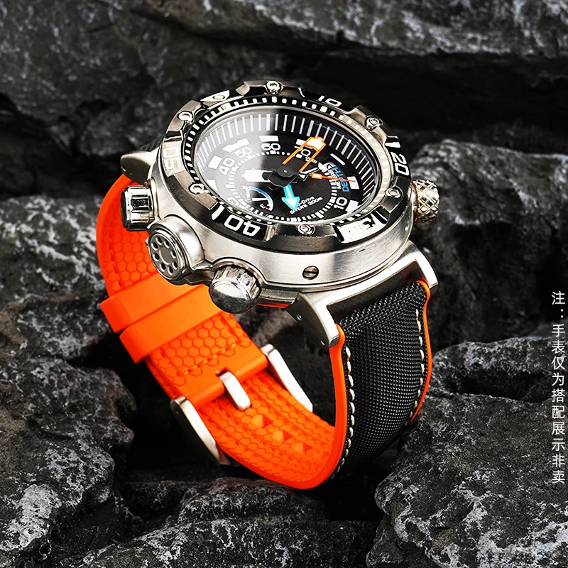 Para Citizen Big Monster BN2021 BN2024 correa de goma modificada/BN2029N cadena de reloj deportivo de goma impermeable y resistente al sudor para hombres