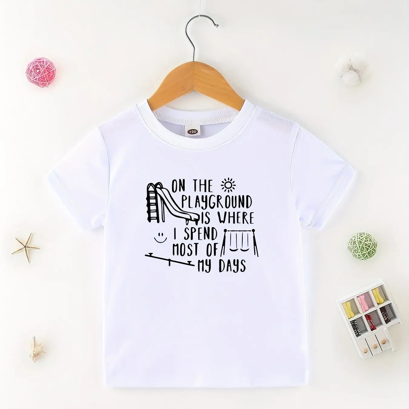 

Playground Fun Unisex Kids T-Shirt Cute Quote Graphic Tee Boys Girls Casual Summer Top Comfortable Fit 100 Percent Cotton