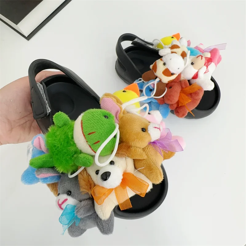 Kids Teddy Bear Slippers Cute  Stuffed Animals Slides Flip Flops Children Teddy Bear Slides Girls Sandals Home Shoes