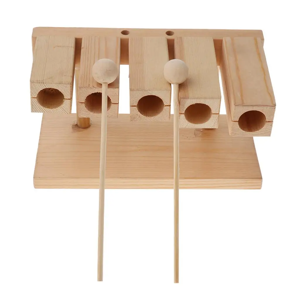 

Wooden Five-tone Block Xylophone With Beater for Kids Percussion Instrument Toy