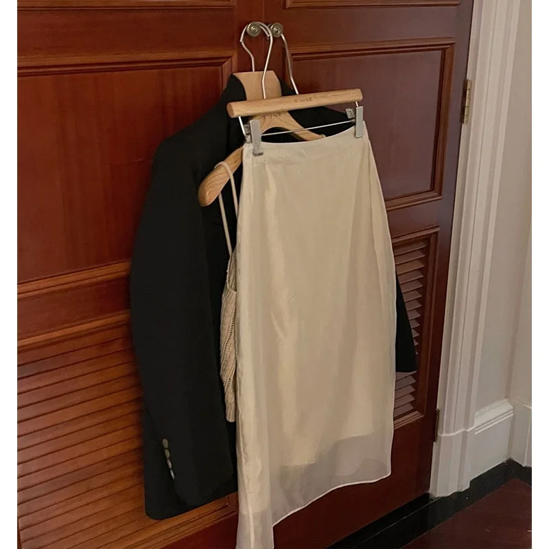 Taille haute a-ligne jupe Midi femmes décontracté été Design Sensation fée coupe ample coton mélange jupes coréen Sle