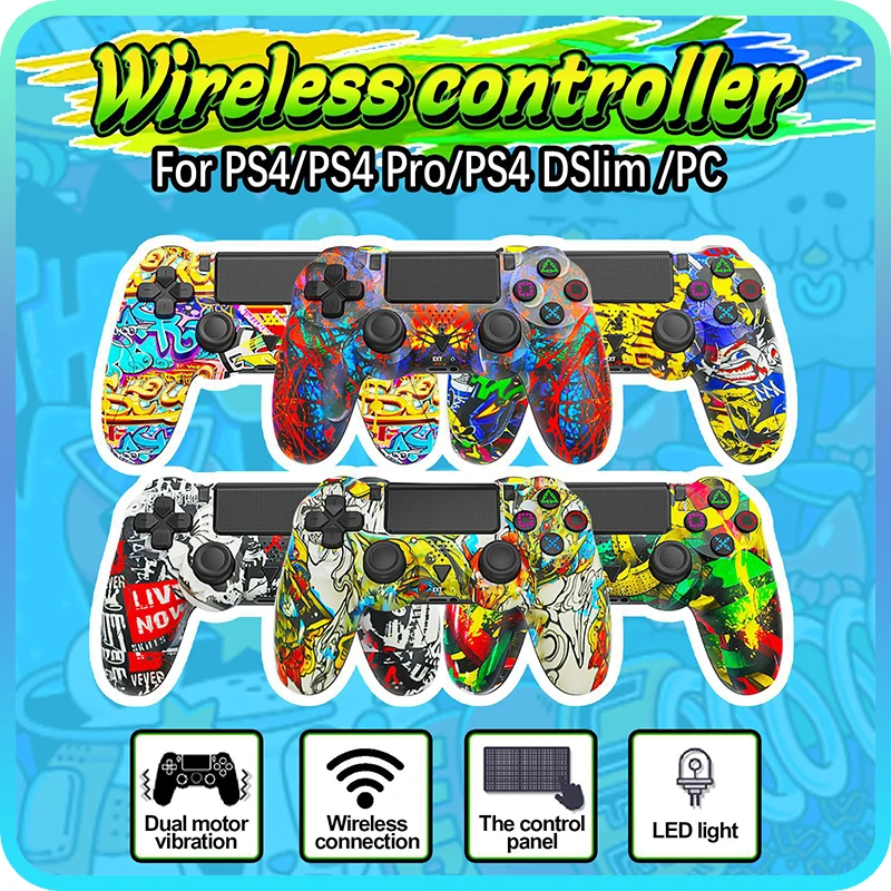 SND Wireless Controller Wireless Bluetooth For PS4 Pro Slim Gamepad Control Handle for PS3 PS4 Slim/Pro Water transfer pattern