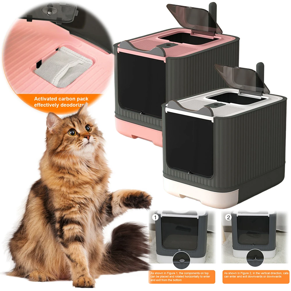 Deodorant Cat Toilet Fully Enclosed Pet Cleaning Plastic Toilet Deodorizing Kitten Training Toilet Cats Cleaning Sandbox Basin