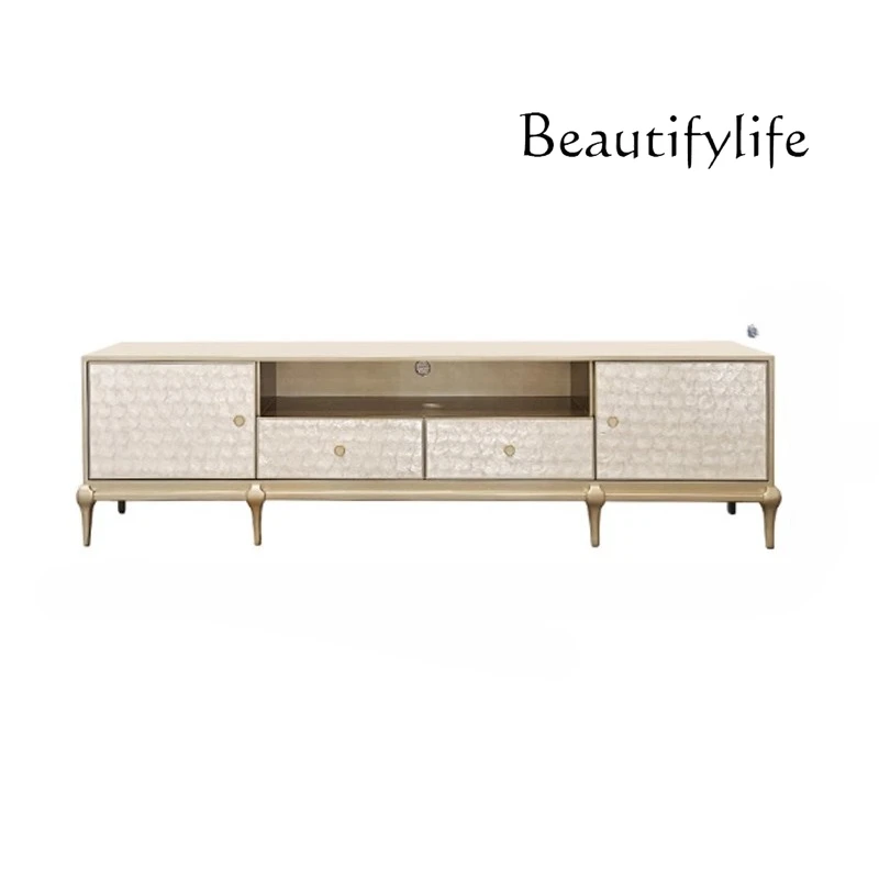 

American solid wood paint TV cabinet light luxury living room floor small apartment designer home simple
