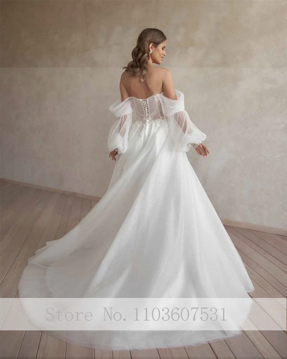 Vestido de novia con apliques de tul para mujer, cuello de corazón, corte con cordones, ilusión de línea a, manga extraíble