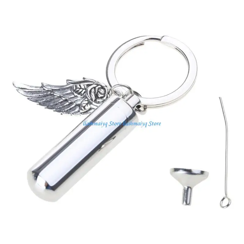 573B Unique Cylinder Cremation Keychain DIY Neacklace Pendant for Human Dog for Cat A