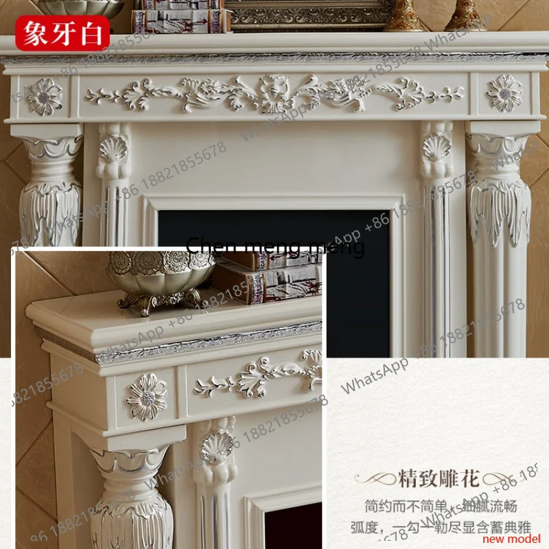 N138Household Villa Living Room Cabinets Simulation Flame Heating Decorative Fireplace Retro European-style Furniture