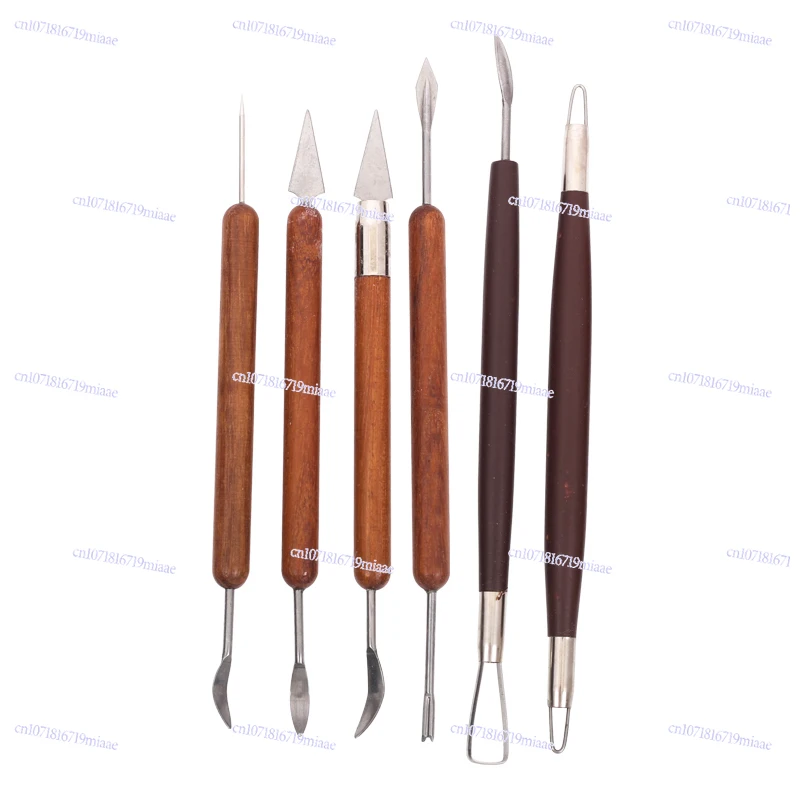 Fine carving clay sculpture tool, 6-piece set of red handle, sculpture stone plastic clay production
