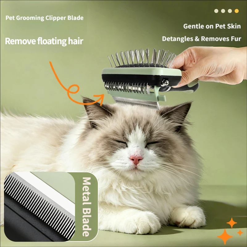 3 in 1 Pet Grooming Brush, Pet Dematting Comb, Massage Pin Brush for Cats Dogs Shedding and Knot Removing