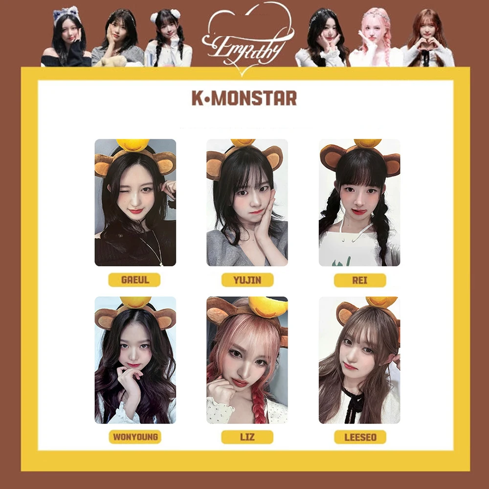 

6Pcs/Set Kpop Gaeul Yujin Liz Empathy Album Photocards Leeseo Rei KM Ver Fansign Selfie Lomo Cards Fans Support Collection Gifts