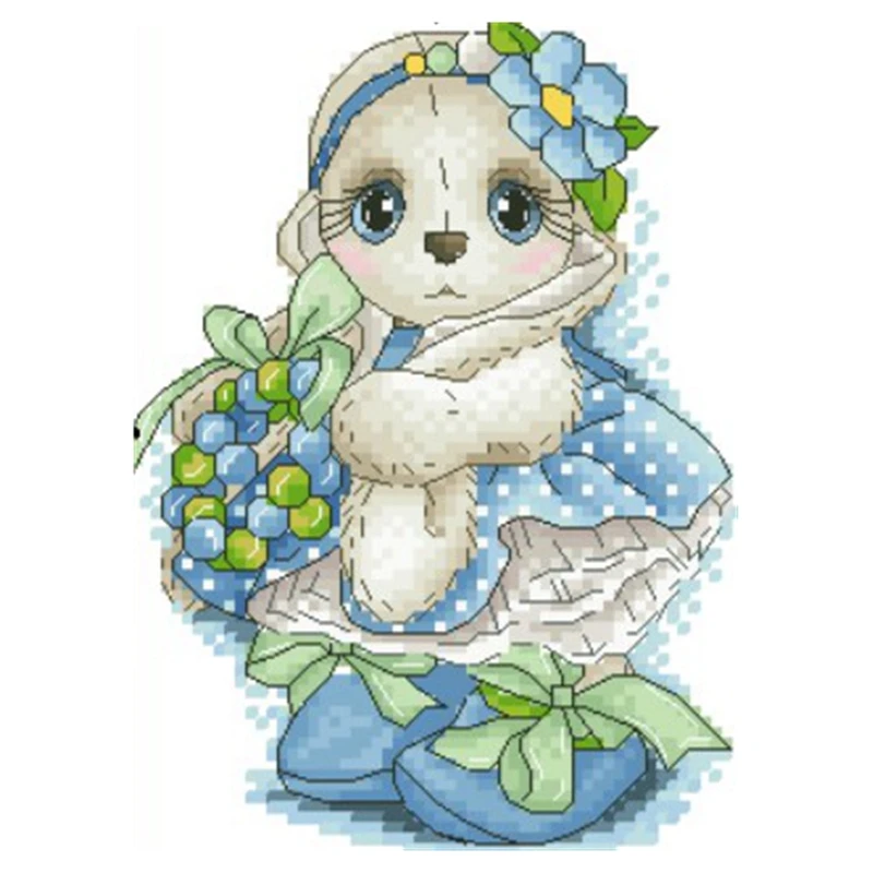 The cross-stitch set 28CT, 18CT, 14CT and 11CT can be selected as the hand-made material pack of printed fabric saga Spring Rabb