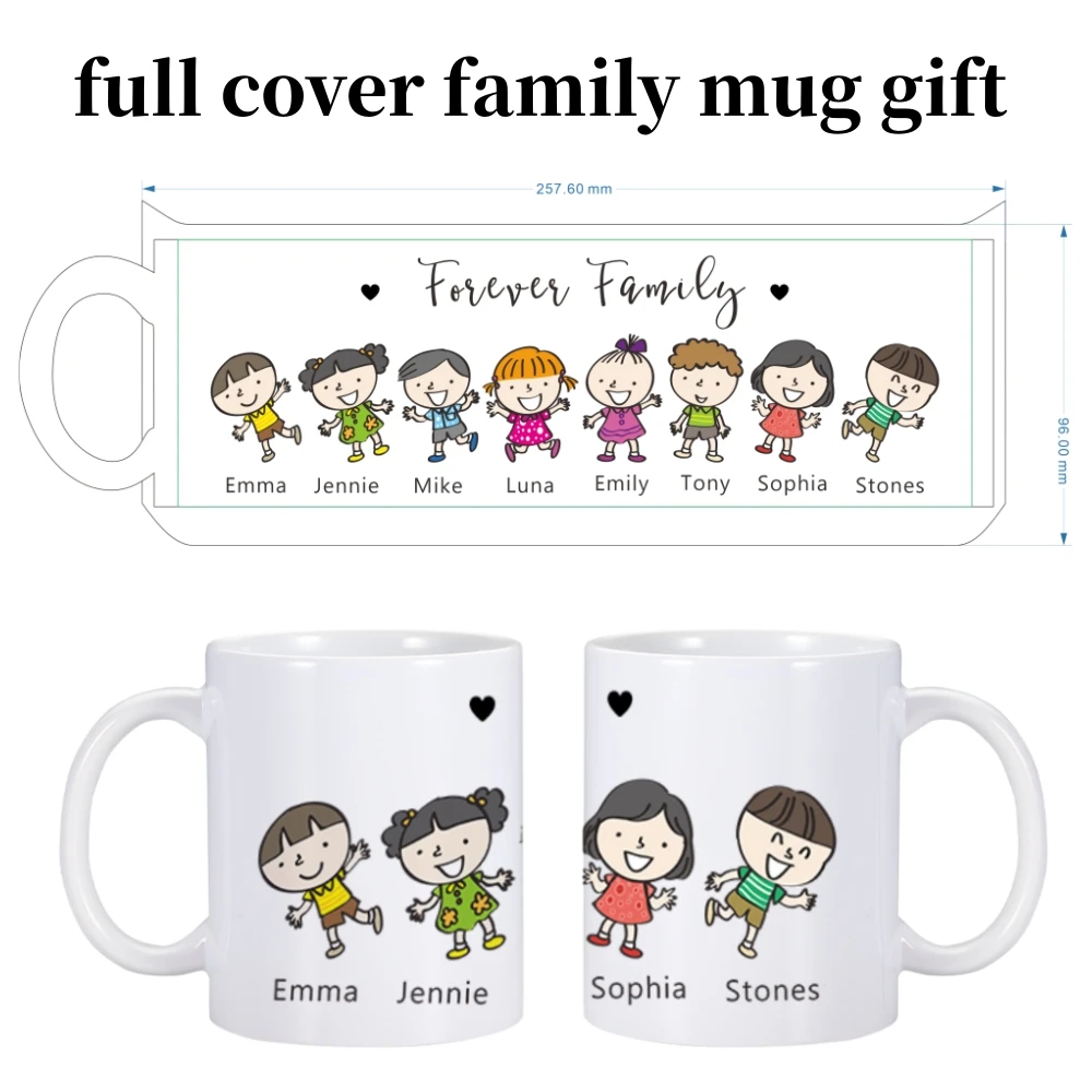 Custom Family Coffee Mugs Personalized Family Name Mugs Full Coverage Printing 11oz Family Gift Cup for Dad Mom Women Grandpa