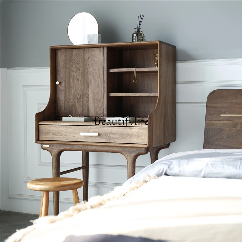 

Nordic solid wood dresser bedroom storage simple modern makeup table light luxury