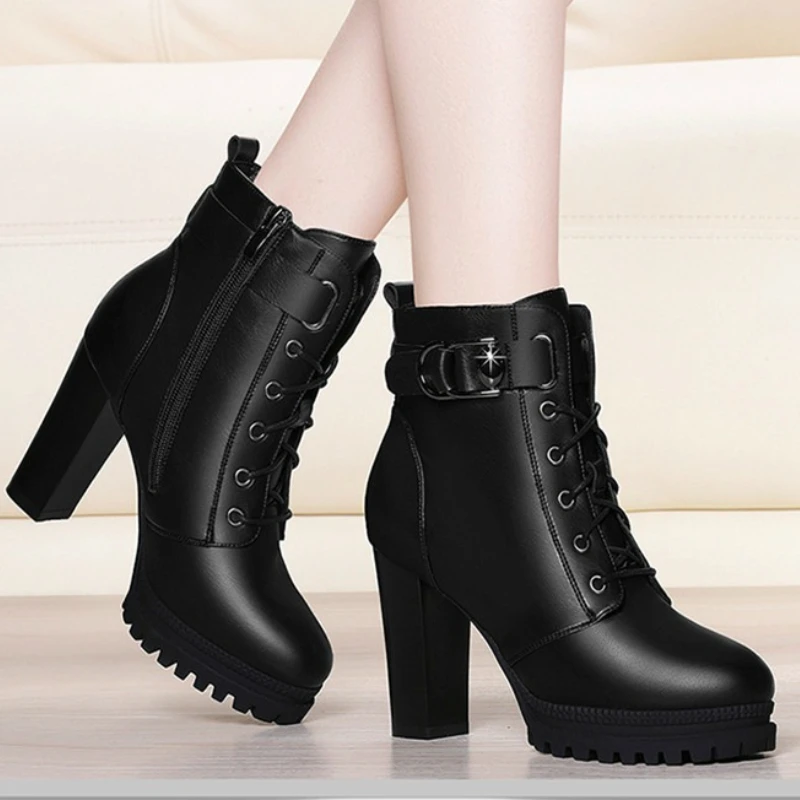 Elegant High Heels Women Boots Platform Chunky Shoes 2025 Trend New Fashion Chelsea Ankle Boots Winter Pumps Mujer Botas Zapatos view 2