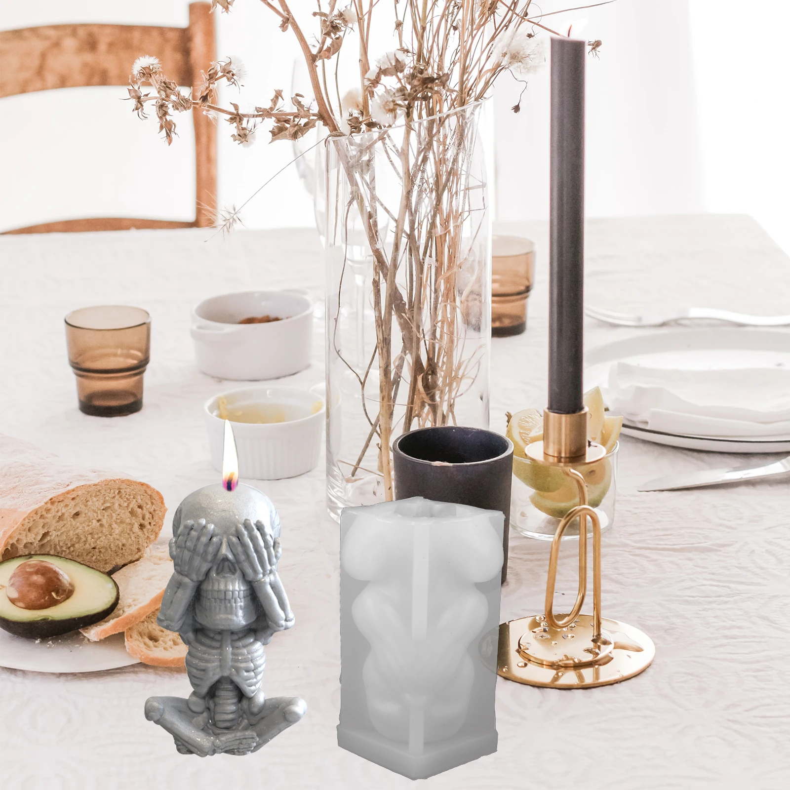 

3D форма черепа DIY Изготовление восковых форм Мыло Гибкие свечи Силикагель Смола