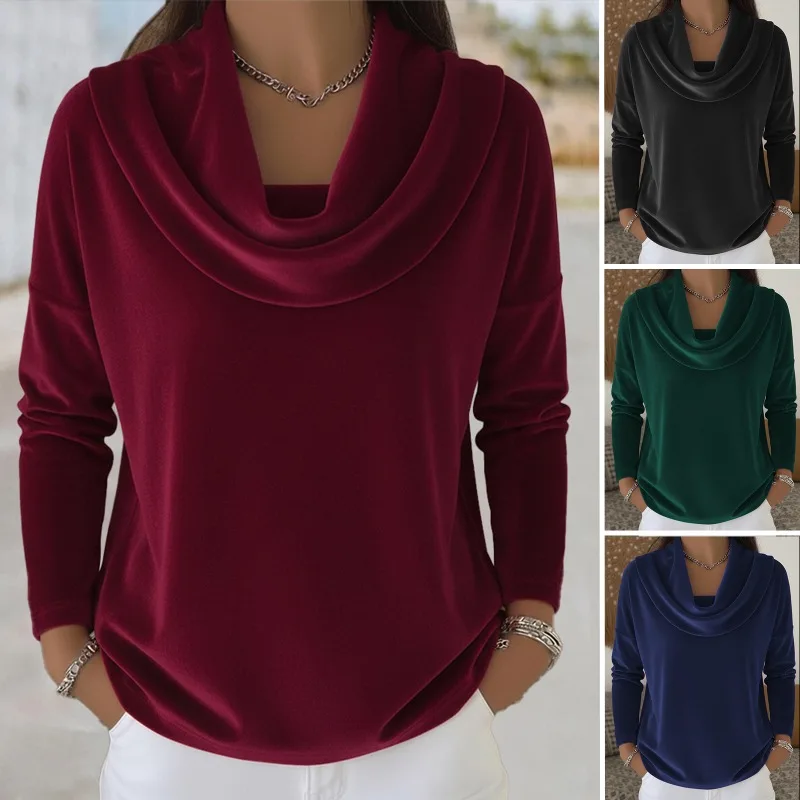 

Женский однотонный бархатный топ с длинными рукавами, осень-зима 2022, новый стиль, модный и теплый