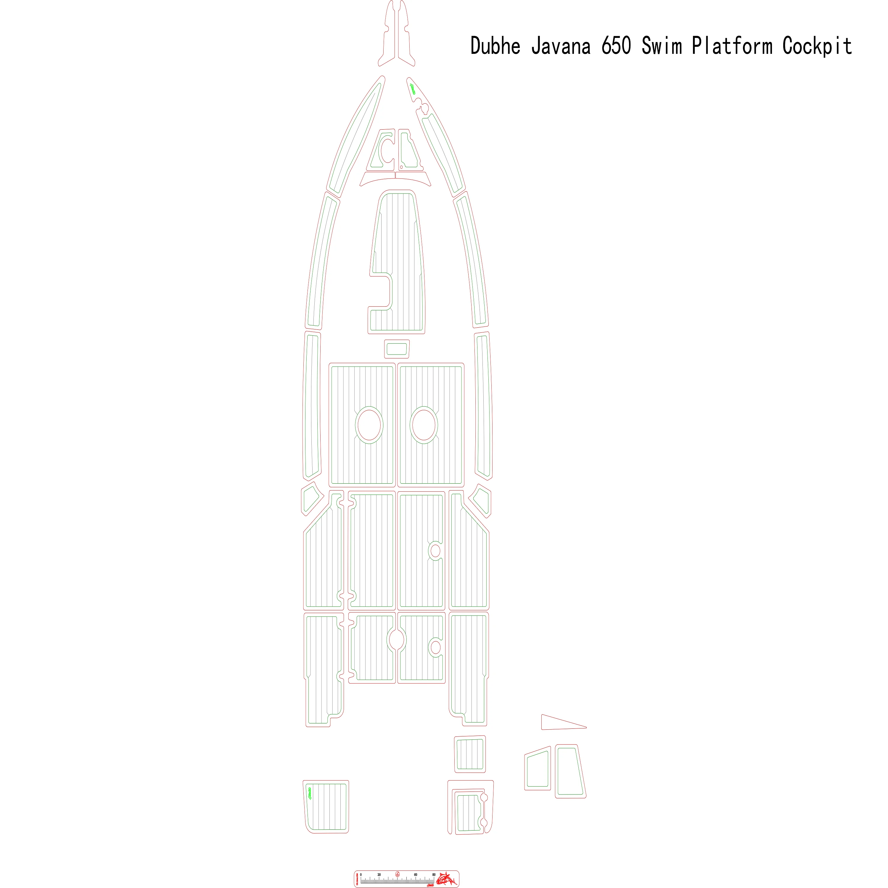 

Dubhe Javana 650 Swim Platform Cockpit Boat EVA Faux Teak Deck Floor Pad