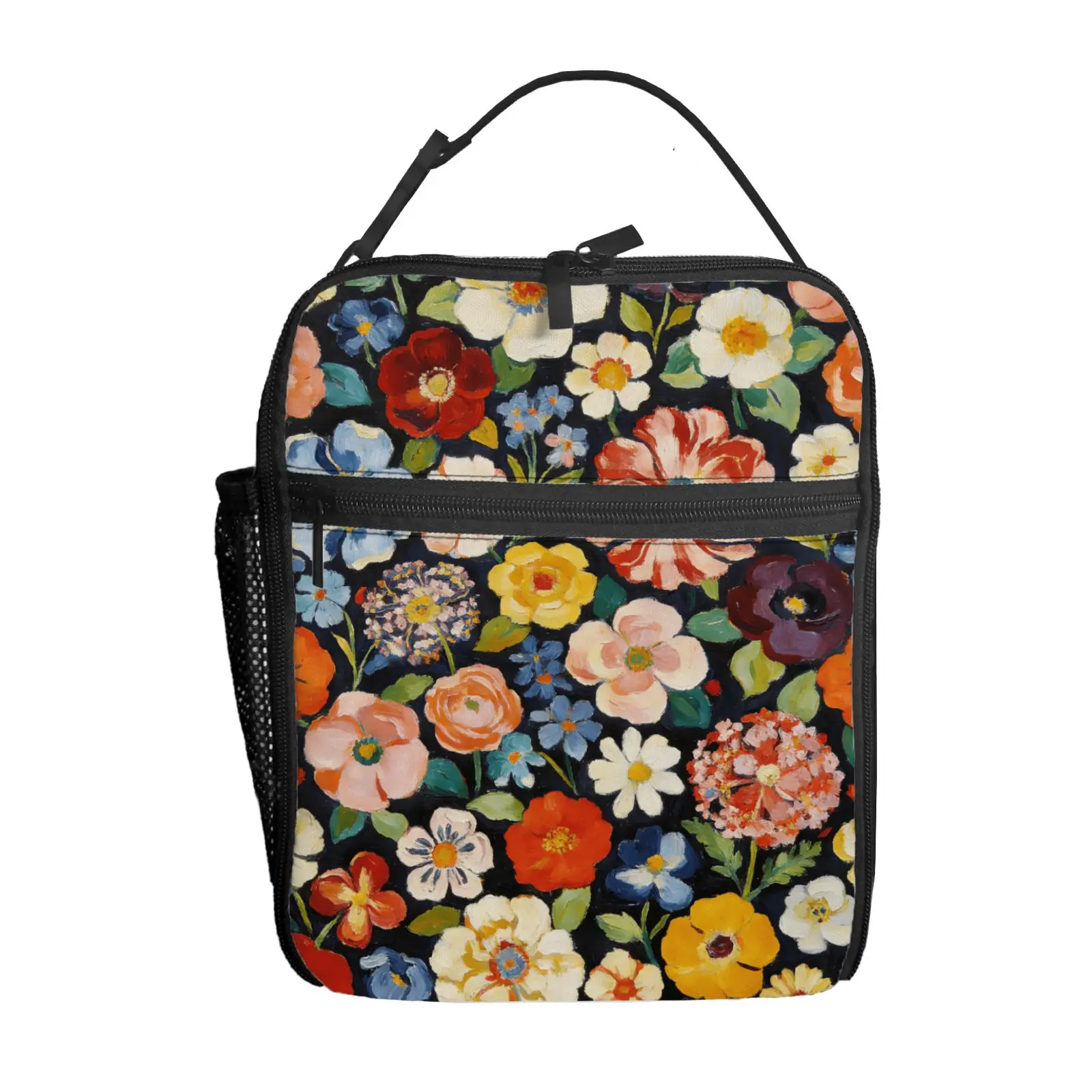 

Элегантная сумка для обеда с цветочным принтом, 1 шт., высококачественная, милая, повседневная, для вечеринок, пикников, школы, подарок для ежедневного использования