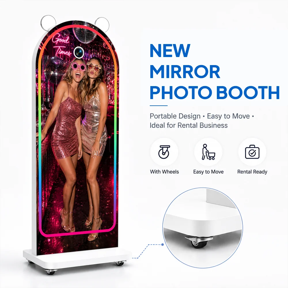 2026 Party Instant Digital Touch Screen Mirror Photobooth Selfie Vogue Magic Wedding Mirror Photo Booth With Web Camera Software
