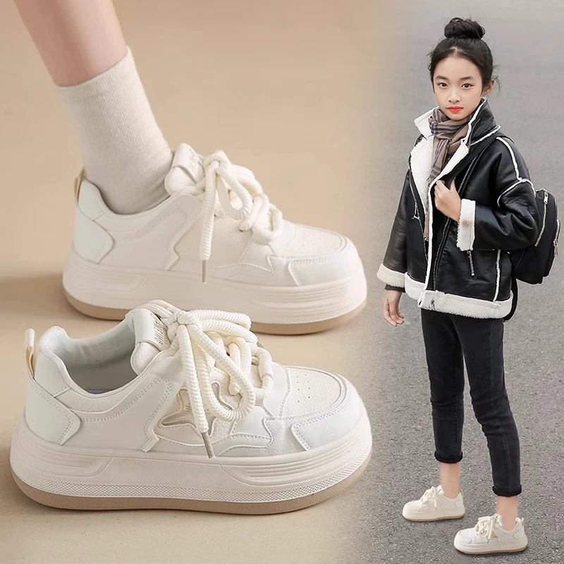 

2025 Spring Autumn Collection Children's White Sneakers Soft Bottom Board Shoes for Boys Girls Kids Shoes