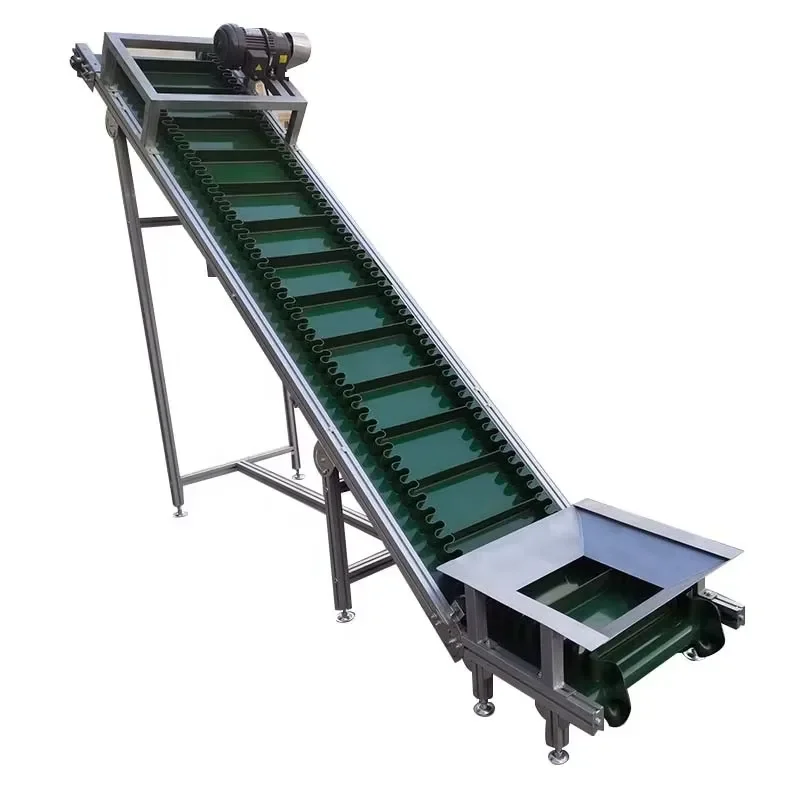 Inclined PVC Belt Conveyor Bucket Elevator with Adjustable Speed Inclined Bespoke Elevator Conveyor Belt with Skirt Baffles
