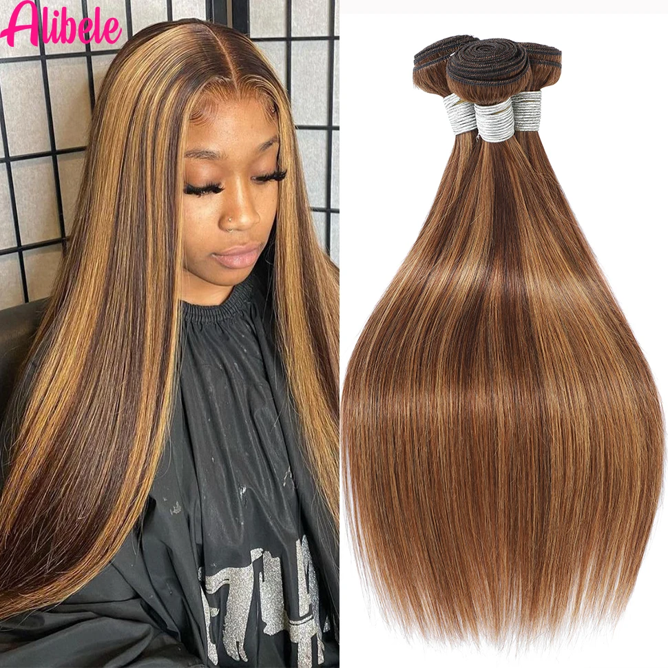 Alipele-عسل بني خصلات شعر بشري ، تمييز ، مستقيم ، برازيلي ، عذراء ، 3 ، 4 حزم ، صفقة ، OmbreP4 ، 27