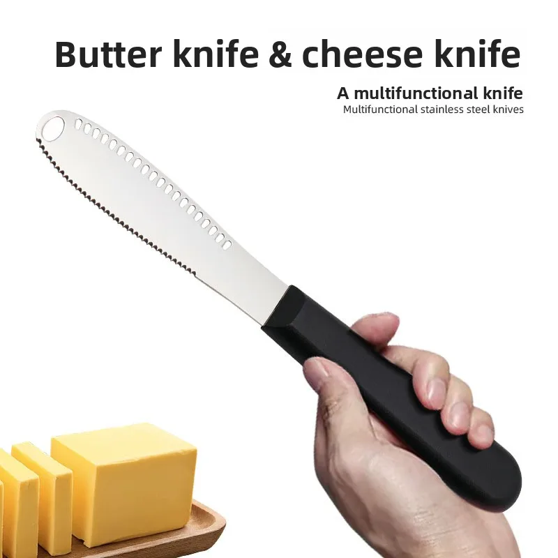 4-Inch Perforated Stainless Steel Butter Knife, Jam Knife, Spatula, Serrated Cheese Scraper