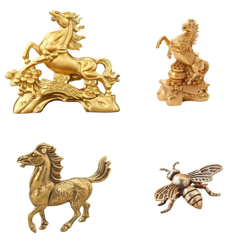 Eccentric Brass Monkey and Horse Statue Designed Key Chain; Ideal for Desk Decoration At Office or Home
