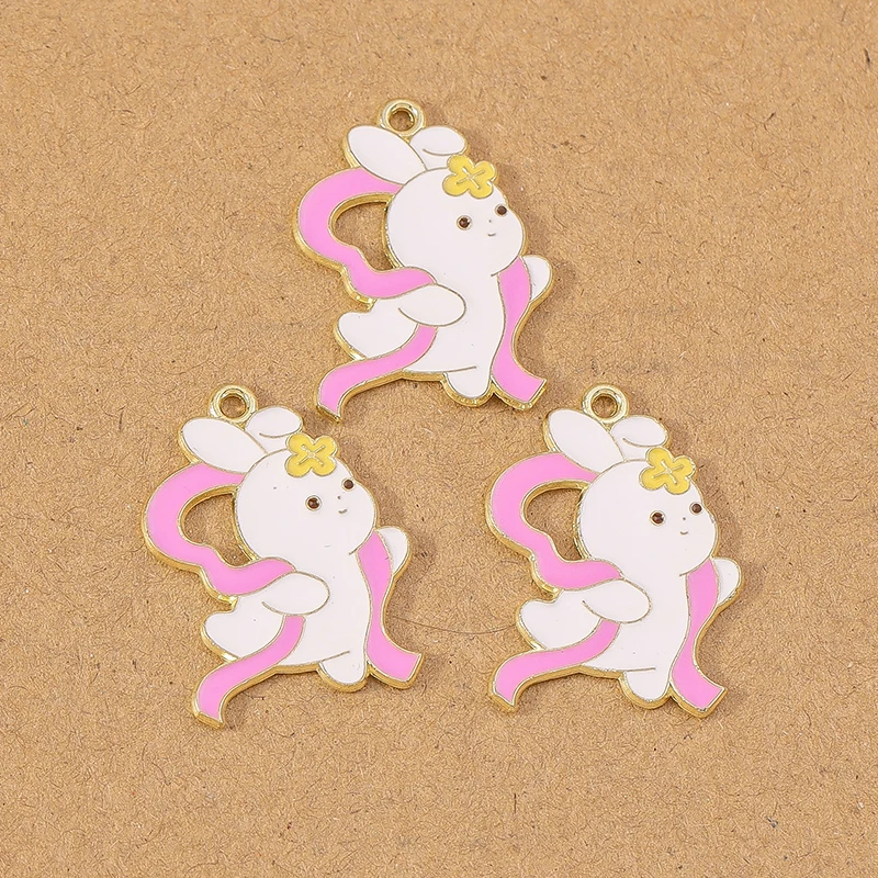 10 stücke niedlichen Emaille Tier Hase Kaninchen Charms Anhänger für Schmuck Herstellung Ohrringe Armband Halskette DIY Zubehör liefert – Detail 10