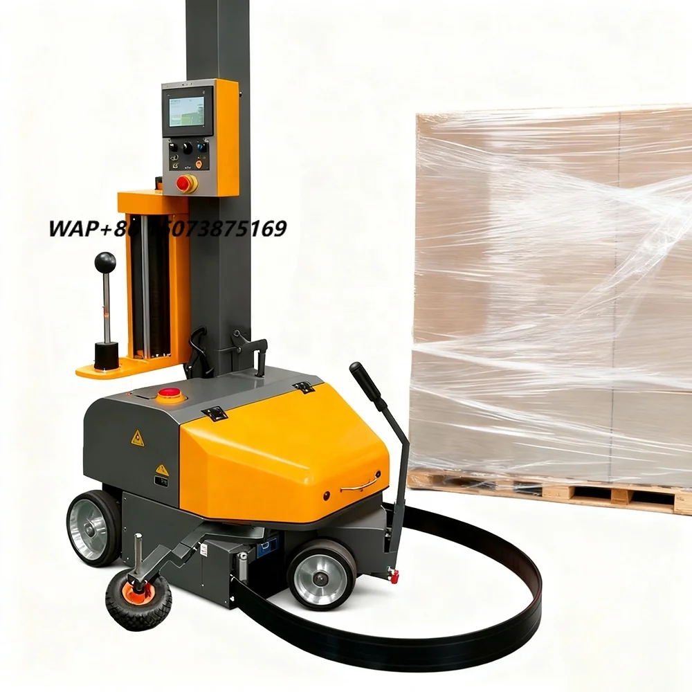 Goldtec Pallet Robot Mobile Wrapping Machine Self Propelled Mobile Robotic Pallet Stretch Wrap Robot Wrapping Machine