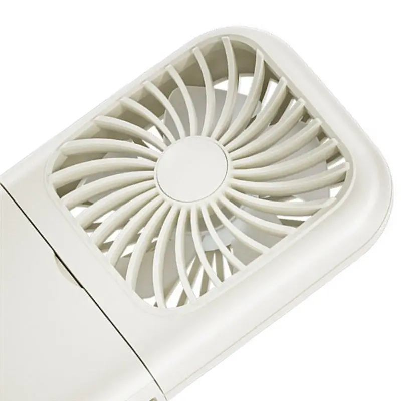 A25F-Portable Fan Makeup Mirror Summer Soft Breeze Foldable Rechargeable Neck Hanging Cosmetic Tool Lighting Up Blue