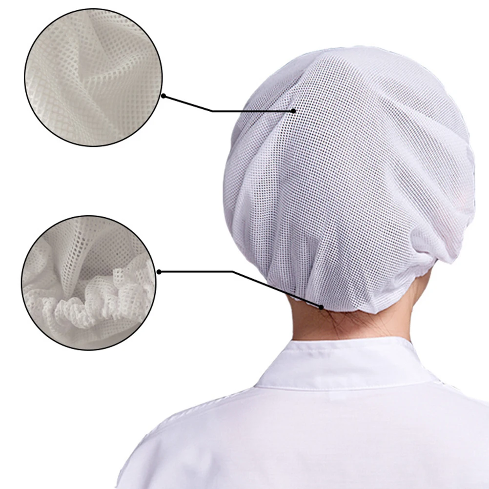 4Pcs AntiStatic Hat Breathable Mesh Chef Cap Kitchen Food Service Elastic Hair Breathable Mesh Cap Cover Beanie Durable