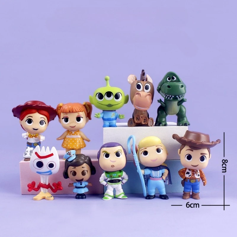 

10 Pieces/Set Toy Story Woody Buzz Lightyear Q-Version Action Doll Models Girls Christmas Gift Cartoon Movie Themed Toys
