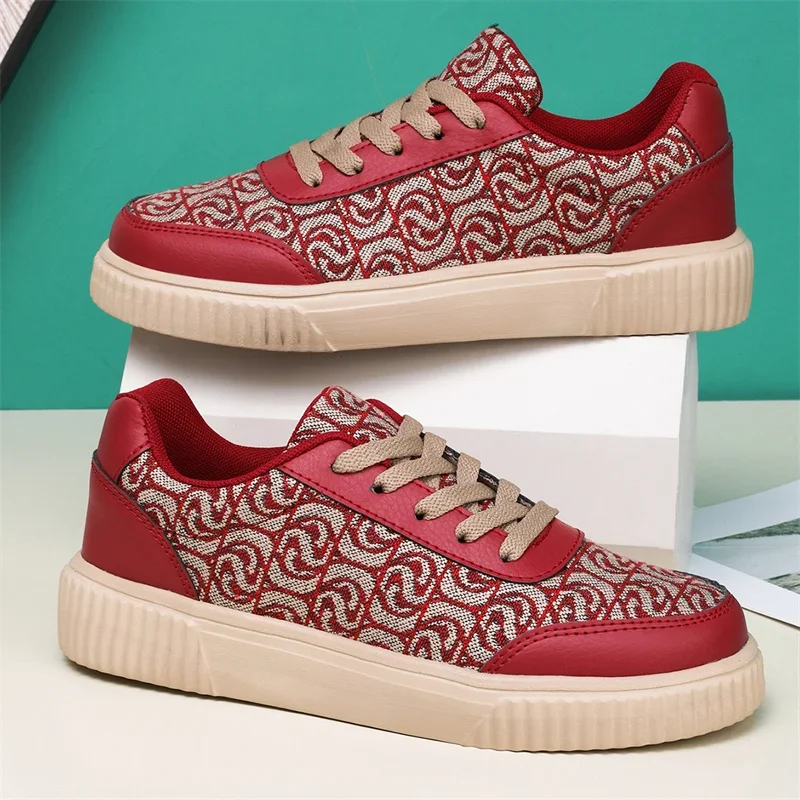 Men Women Board Sneakers Thick Sole White PU Leather Flat Shoes Outdoor Walking Fashion Luxury Lace Up Female Casual Shoes