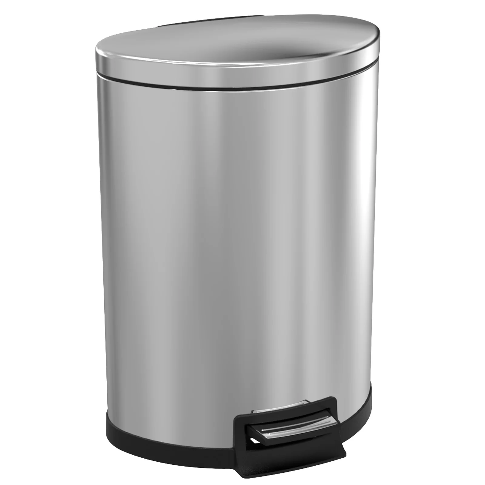 

Hansmart 14.5G SR SS (55L)Trash Can, Plastic Round Step Bathroom Trash Can, Silver