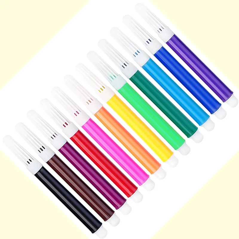 12pcs Set Easy Clean Children Watercolor Painting Pen Marker Student Artist Drawing Tool School Office Supply Stationery Gift