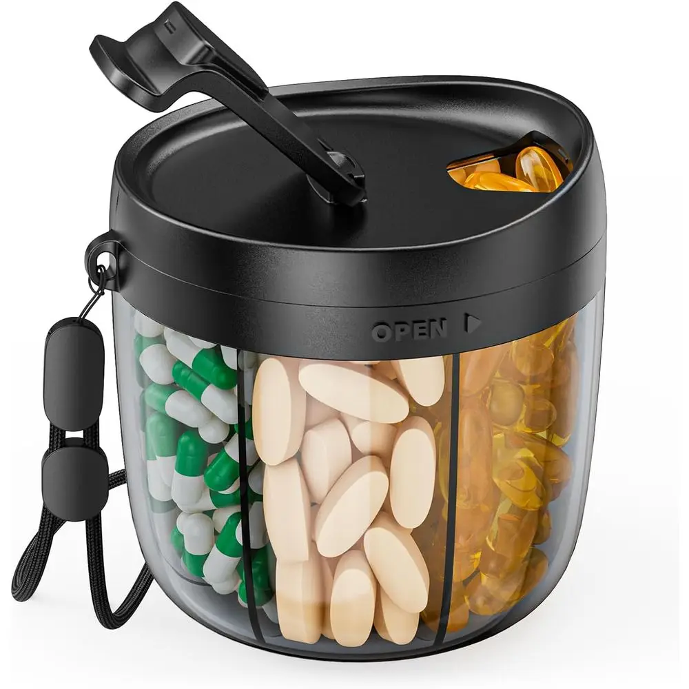 

7-Day Pill Organizer with 7 Compartments, Large Capacity for Supplements, Anti-Mix Design, Easy Access, Ideal for Travel, Includ
