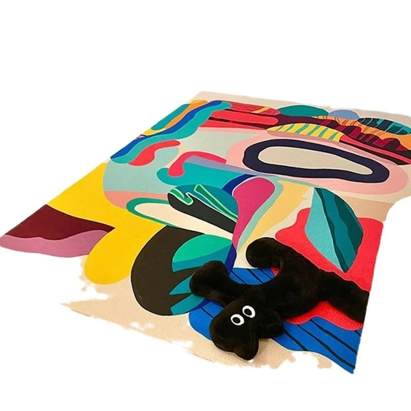 

High-end Ins style color art carpet living room sofa coffee table bedroom home