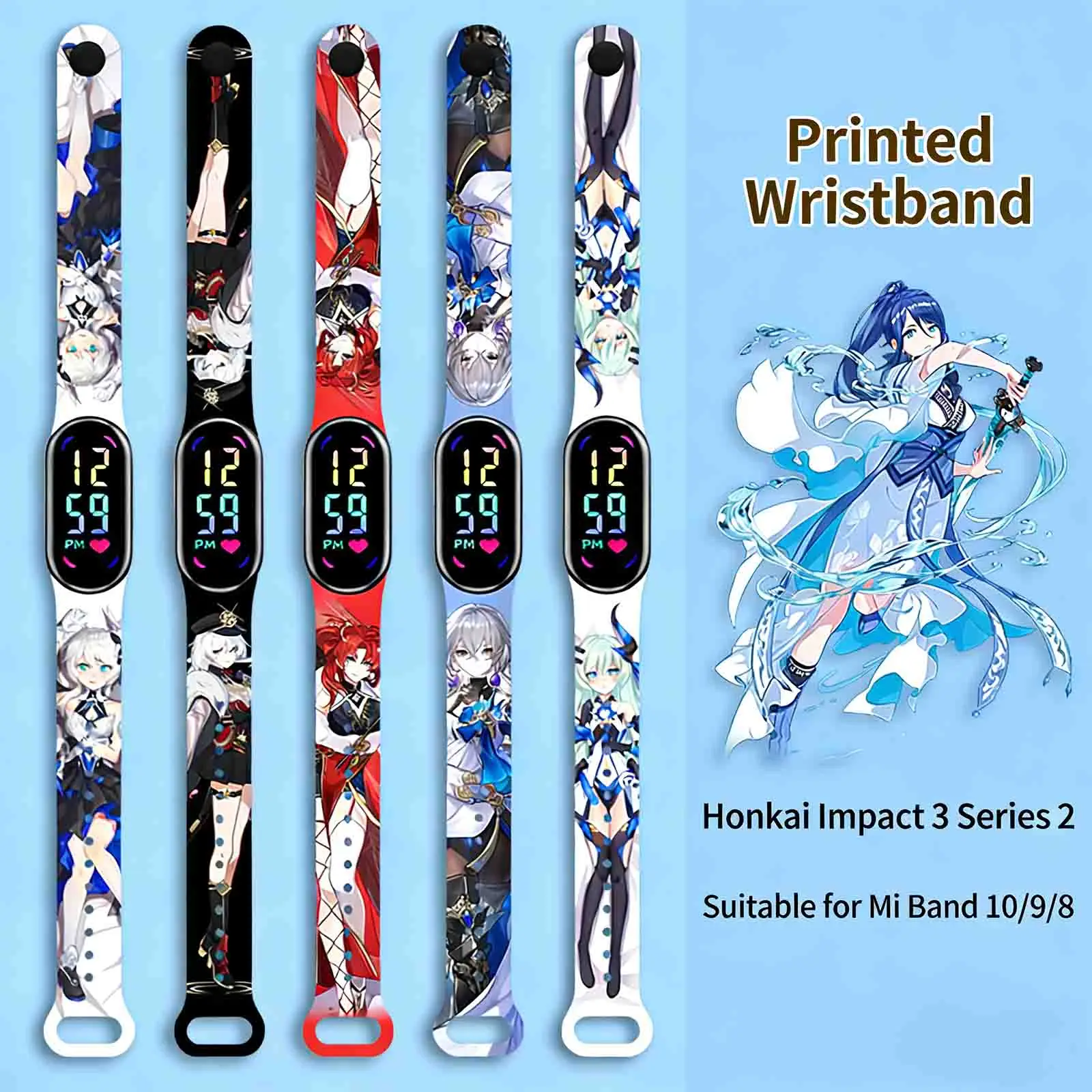 

Honkai Impact 3 Series 2 Wristband for Xiaomi Band 10 Printed Watchband Replaceable Bracelet for Mi Band 9 8 Wrist Strap as Gift
