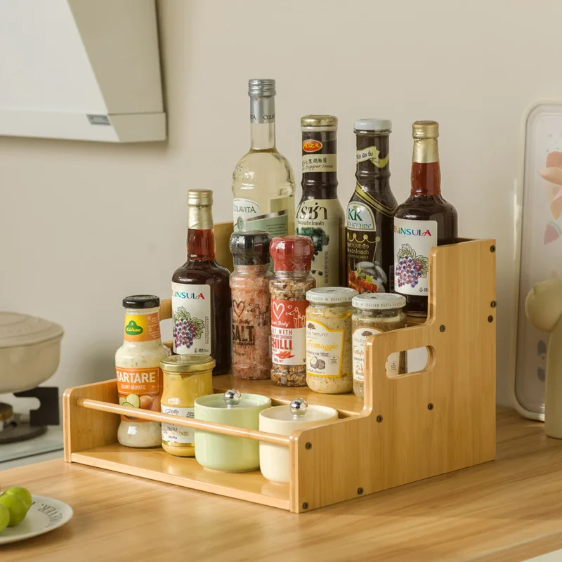 

Stable Ladder multi-purpose seasoning rack multi-functional kitchen countertop seasoning bottle storage rack